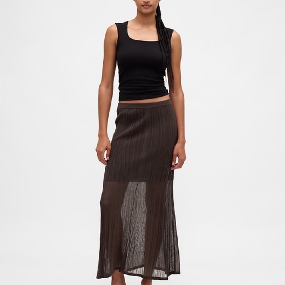 ASOS Sheer Brown Maxi Skirt